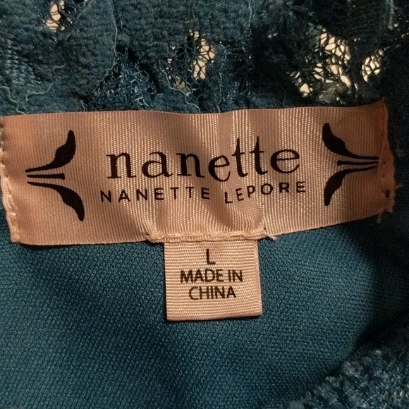 NWT Nanette Lepore Large TealBlue Lace Tank Blouse - Picture 10 of 11
